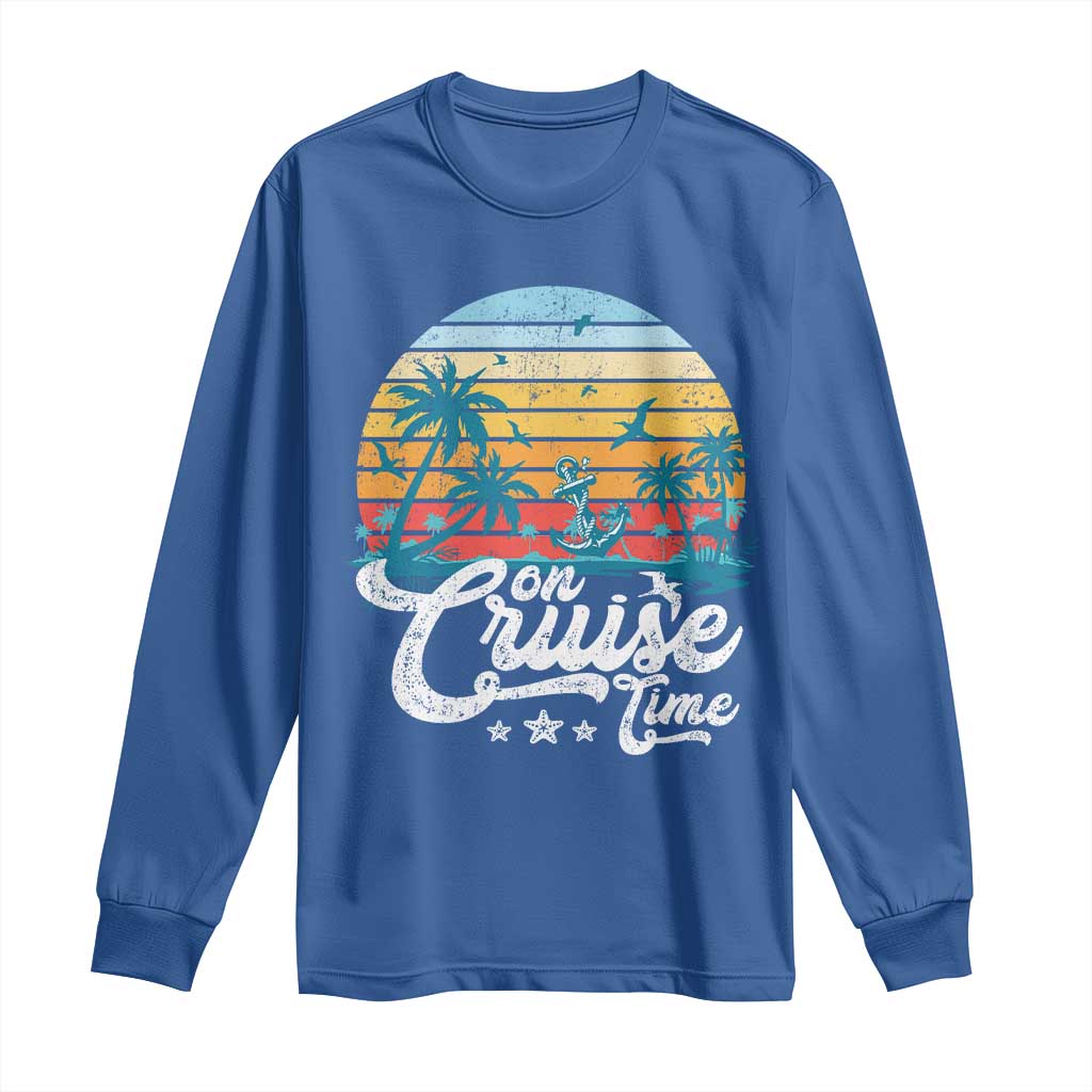 On Cruise Time Long Sleeve Shirt Retro Summer Vacation Cruising - Wonder Print Shop
