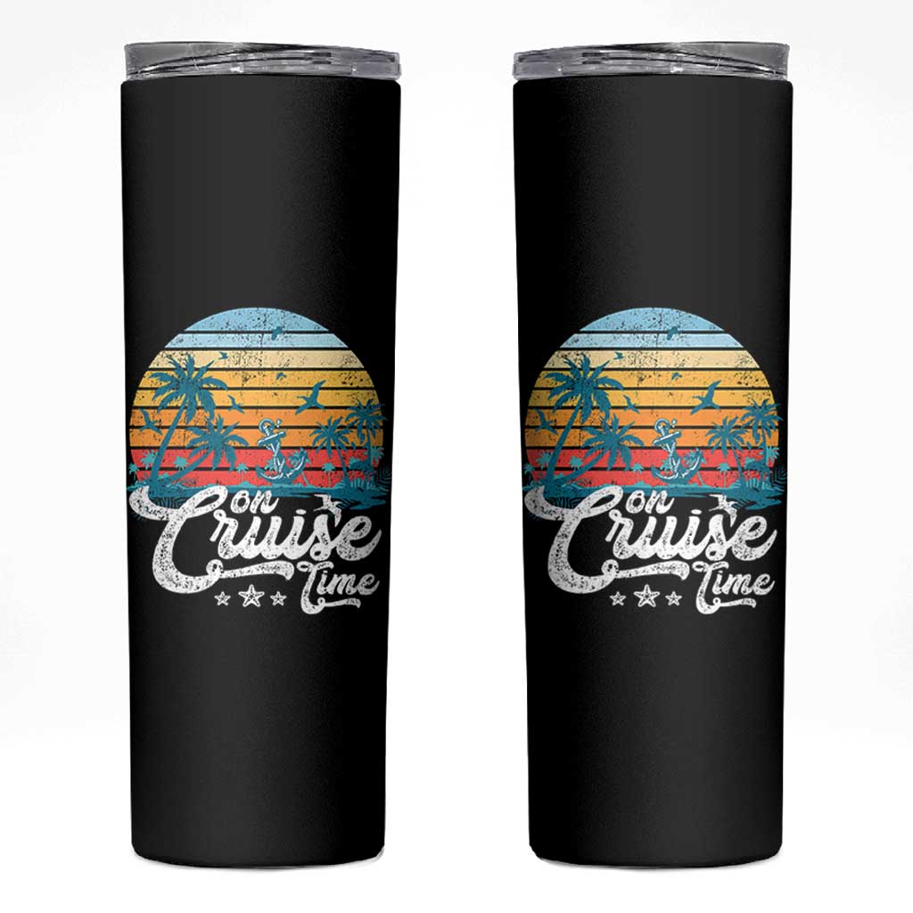 On Cruise Time Skinny Tumbler Retro Summer Vacation Cruising - Wonder Print Shop