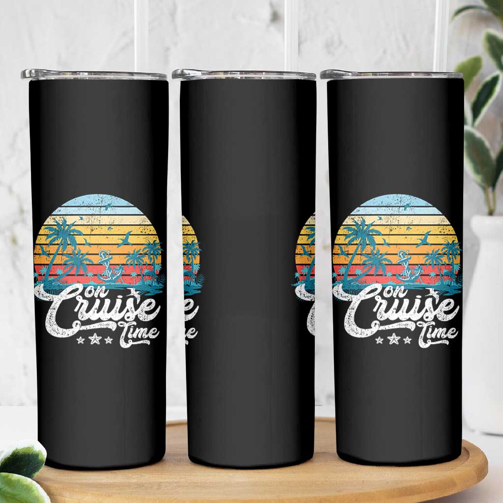 On Cruise Time Skinny Tumbler Retro Summer Vacation Cruising - Wonder Print Shop