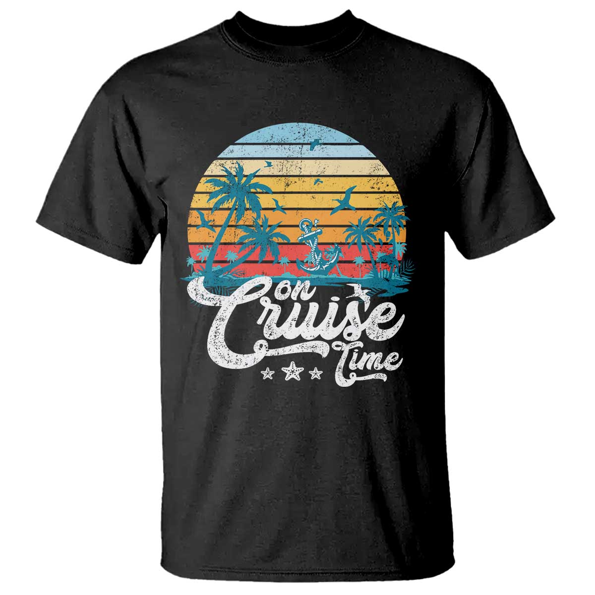 On Cruise Time T Shirt Retro Summer Vacation Cruising - Wonder Print Shop