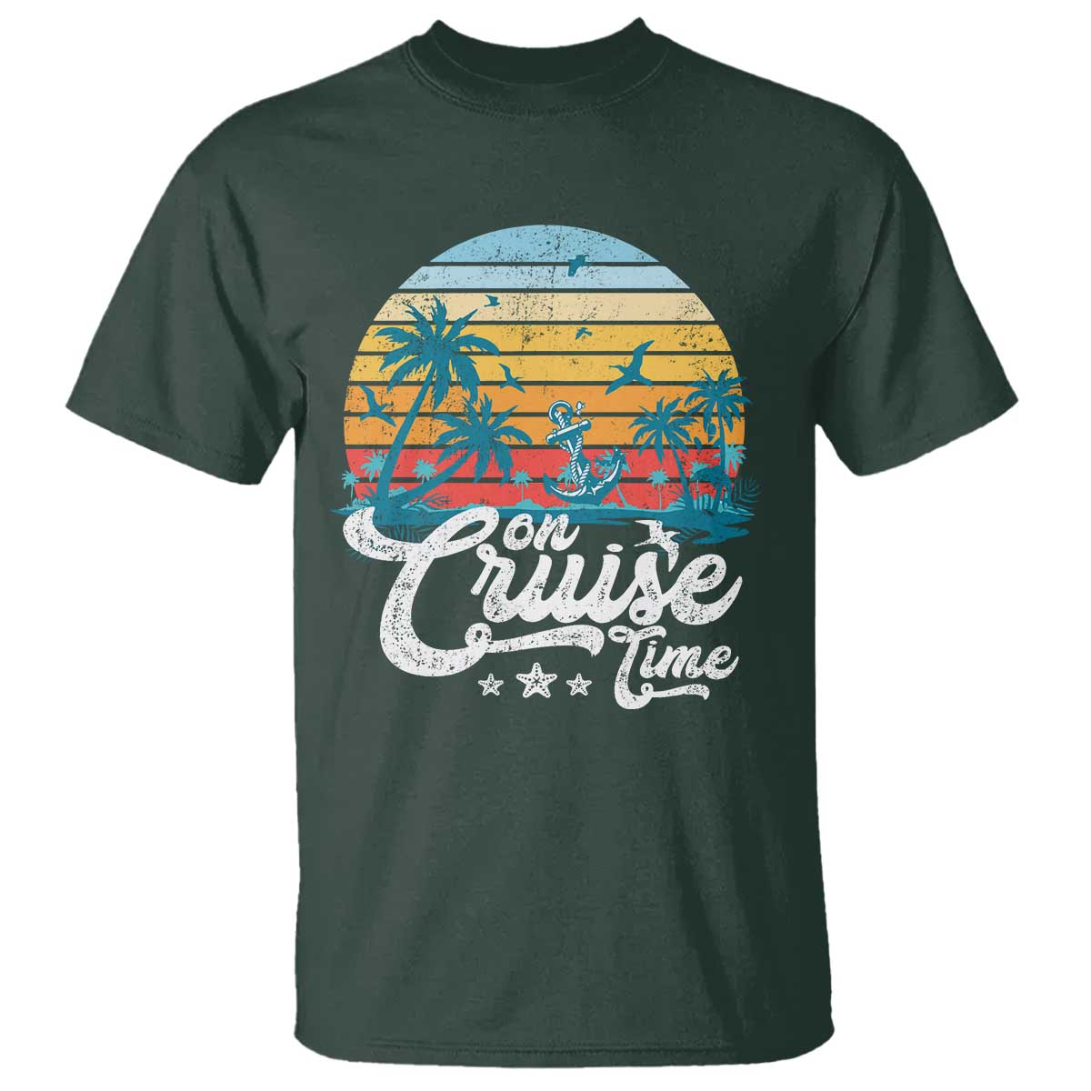 On Cruise Time T Shirt Retro Summer Vacation Cruising - Wonder Print Shop