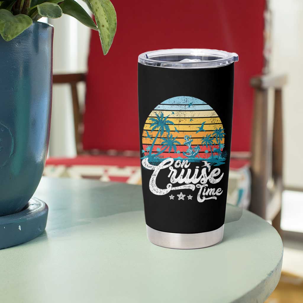 On Cruise Time Tumbler Cup Retro Summer Vacation Cruising - Wonder Print Shop