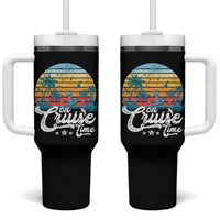 On Cruise Time Tumbler With Handle Retro Summer Vacation Cruising - Wonder Print Shop