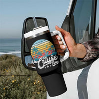 On Cruise Time Tumbler With Handle Retro Summer Vacation Cruising - Wonder Print Shop