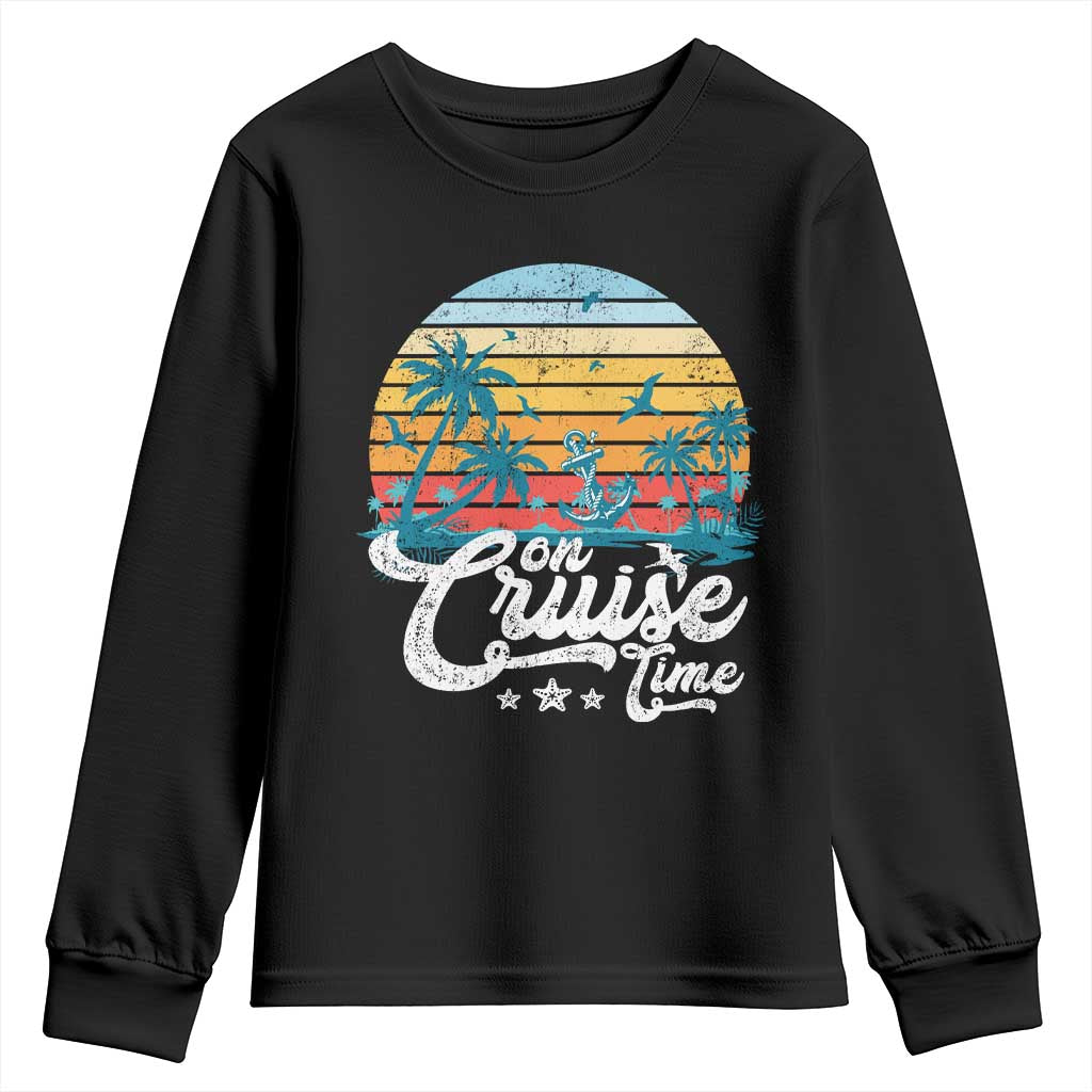 On Cruise Time Youth Sweatshirt Retro Summer Vacation Cruising - Wonder Print Shop