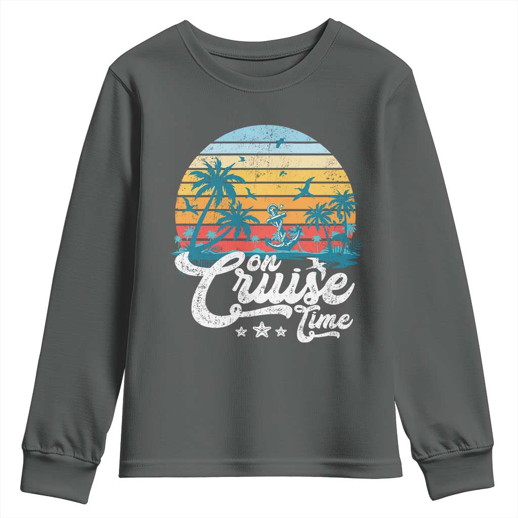 On Cruise Time Youth Sweatshirt Retro Summer Vacation Cruising - Wonder Print Shop