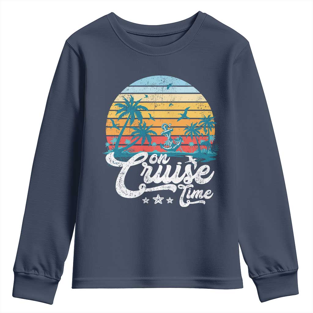 On Cruise Time Youth Sweatshirt Retro Summer Vacation Cruising - Wonder Print Shop