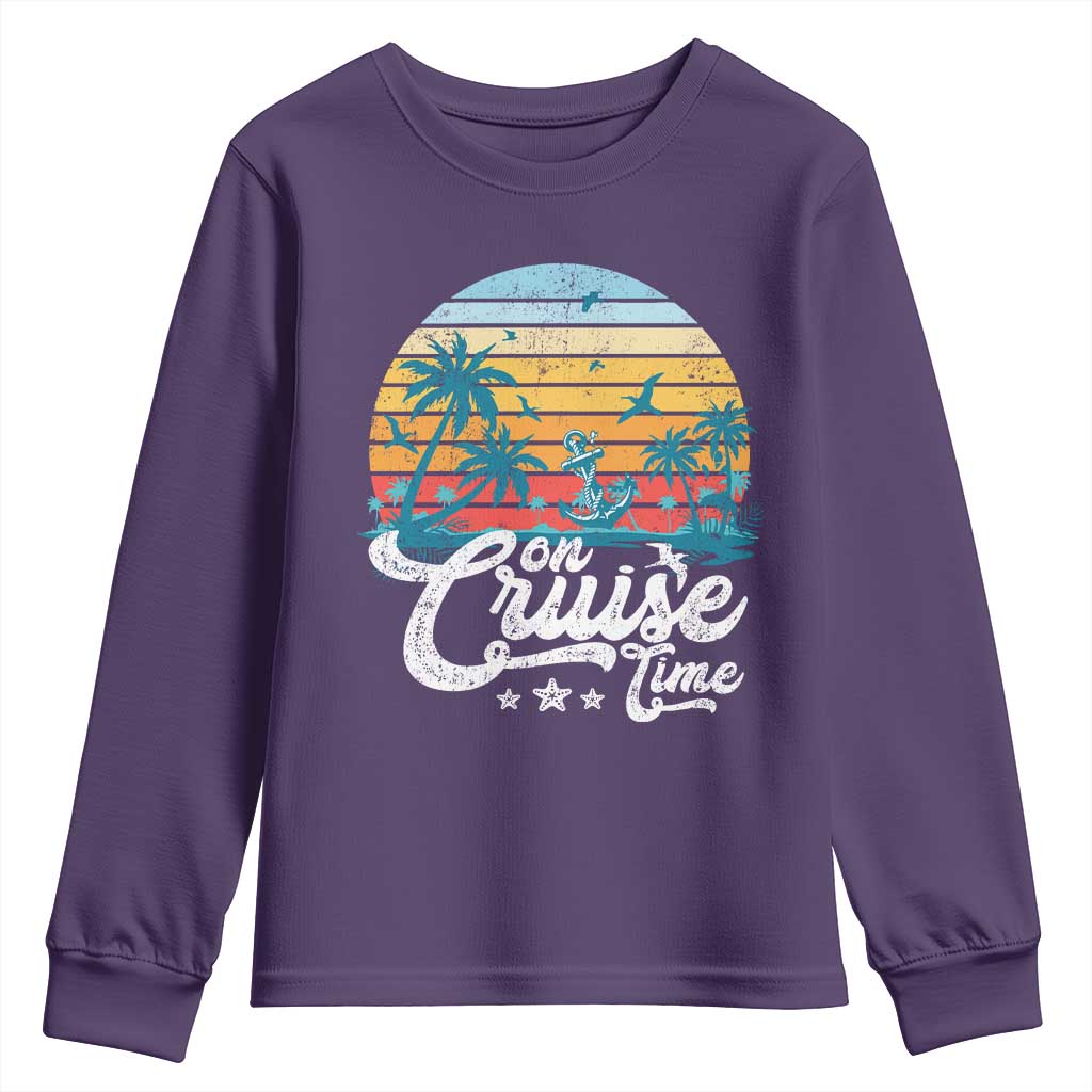 On Cruise Time Youth Sweatshirt Retro Summer Vacation Cruising - Wonder Print Shop