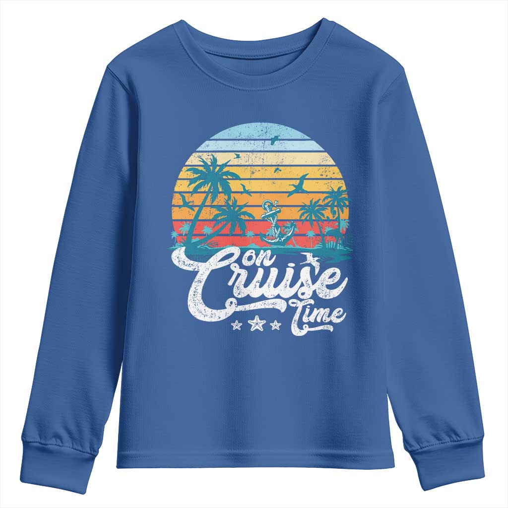On Cruise Time Youth Sweatshirt Retro Summer Vacation Cruising - Wonder Print Shop
