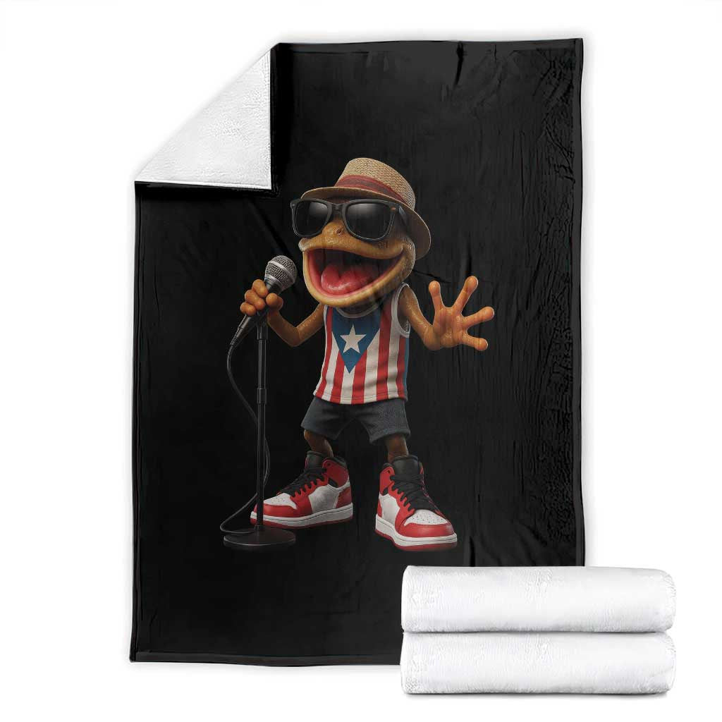 Coqui Puerto Rican Flag Throw Blanket Taino Boricua Frog Singing - Wonder Print Shop