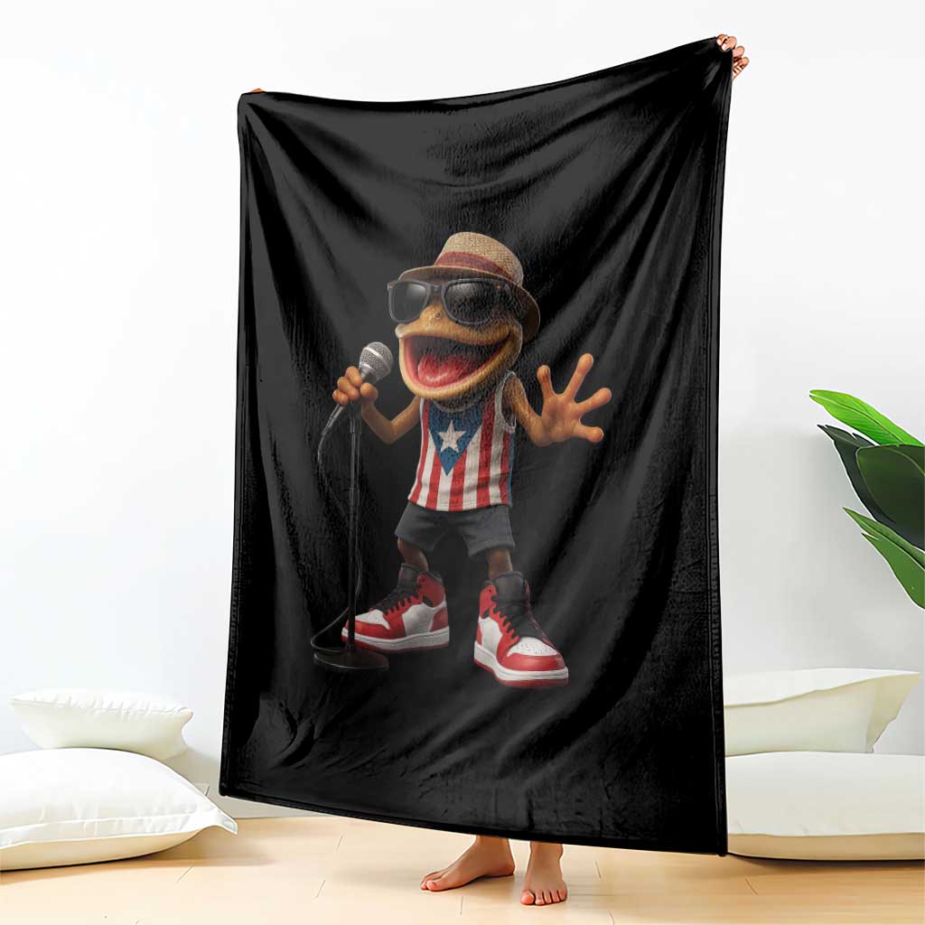 Coqui Puerto Rican Flag Throw Blanket Taino Boricua Frog Singing - Wonder Print Shop