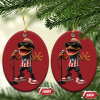 Coqui Puerto Rican Flag Christmas Ornament Taino Boricua Frog Singing - Wonder Print Shop