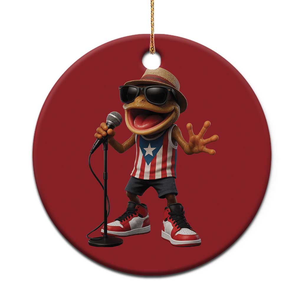 Coqui Puerto Rican Flag Christmas Ornament Taino Boricua Frog Singing - Wonder Print Shop