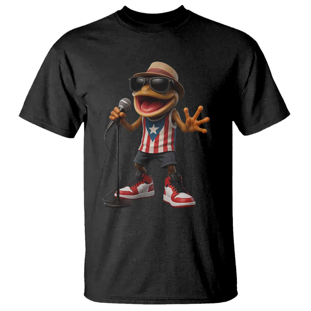 Coqui Puerto Rican Flag T Shirt Taino Boricua Frog Singing - Wonder Print Shop