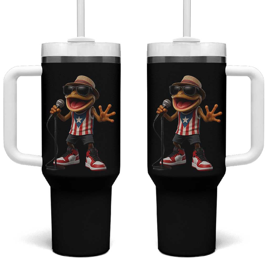 Coqui Puerto Rican Flag Tumbler With Handle Taino Boricua Frog Singing - Wonder Print Shop