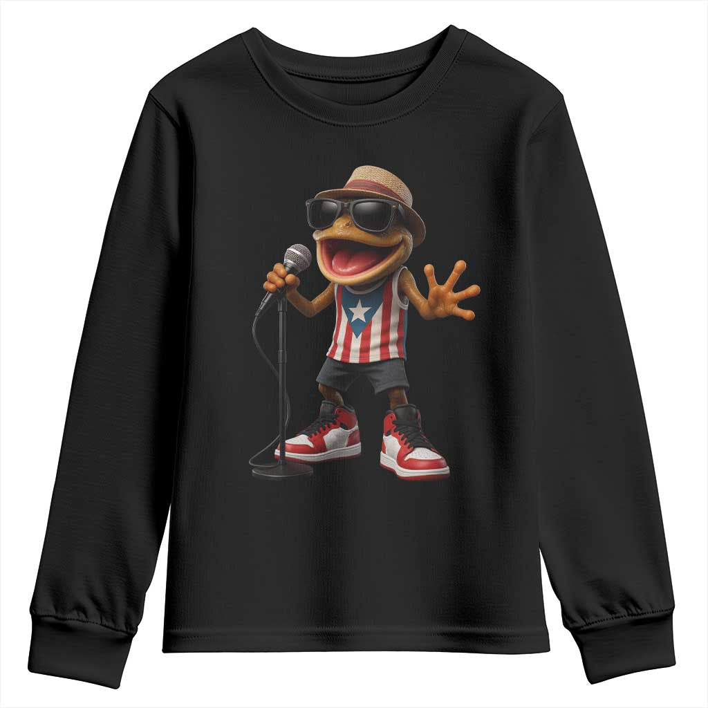 Coqui Puerto Rican Flag Youth Sweatshirt Taino Boricua Frog Singing - Wonder Print Shop