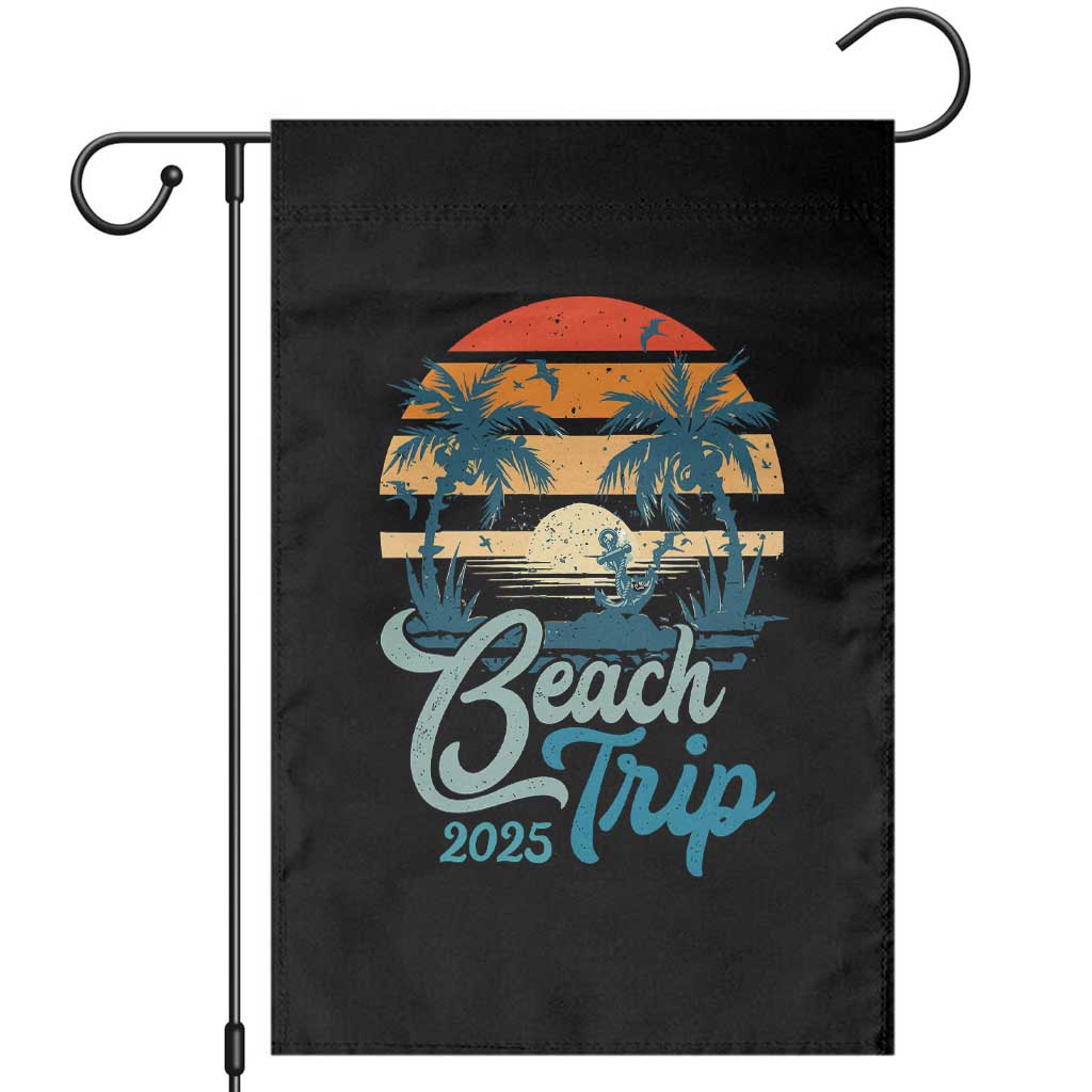 Beach Trip 2025 Garden Flag Summer Vacation Vintage 70's Retro - Wonder Print Shop