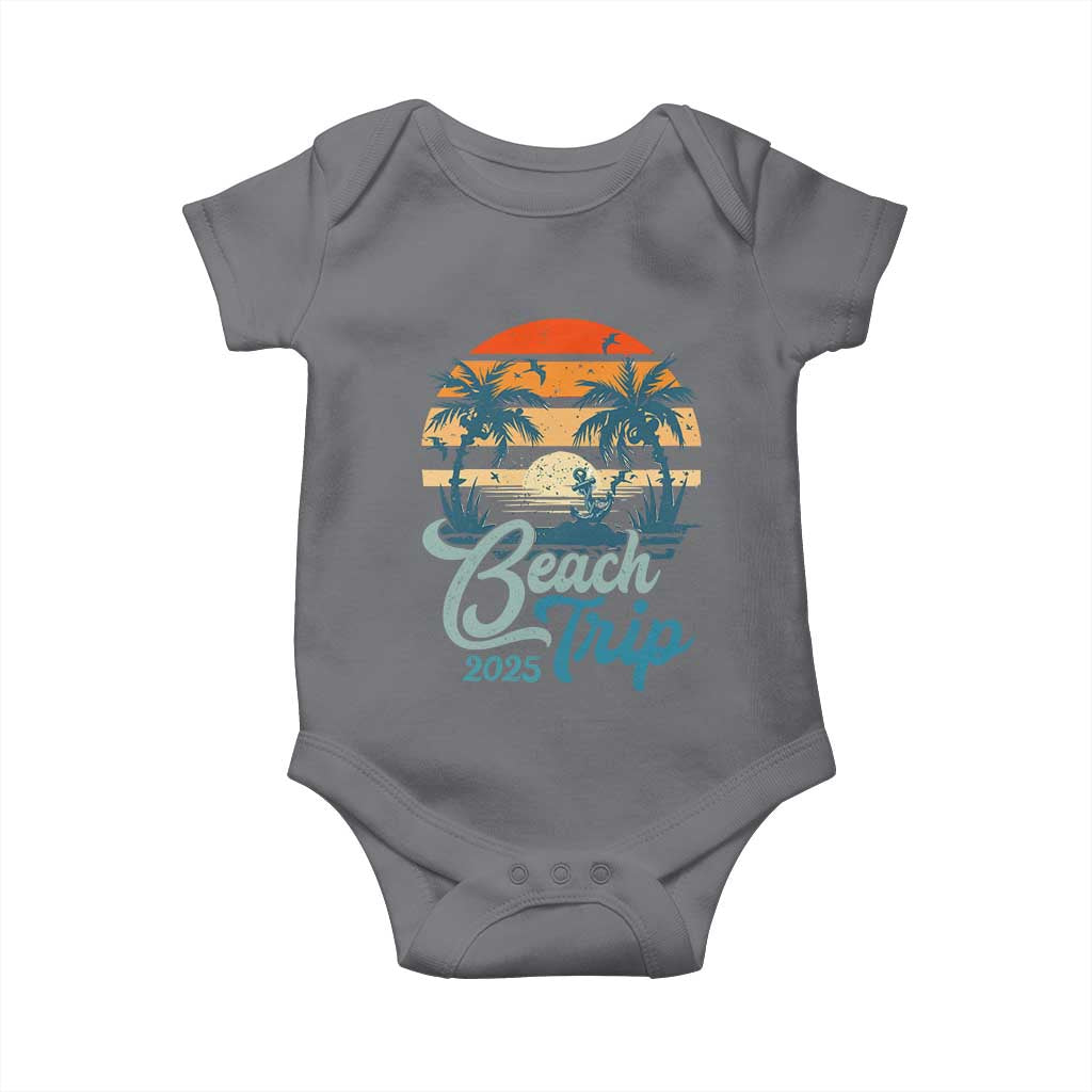 Beach Trip 2025 Baby Onesie Summer Vacation Vintage 70's Retro TS10