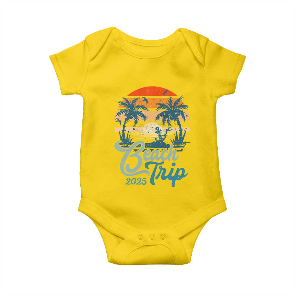 Beach Trip 2025 Baby Onesie Summer Vacation Vintage 70's Retro TS10
