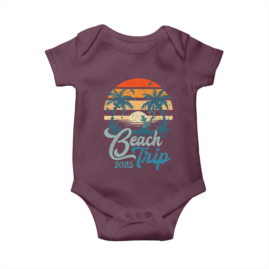 Beach Trip 2025 Baby Onesie Summer Vacation Vintage 70's Retro TS10