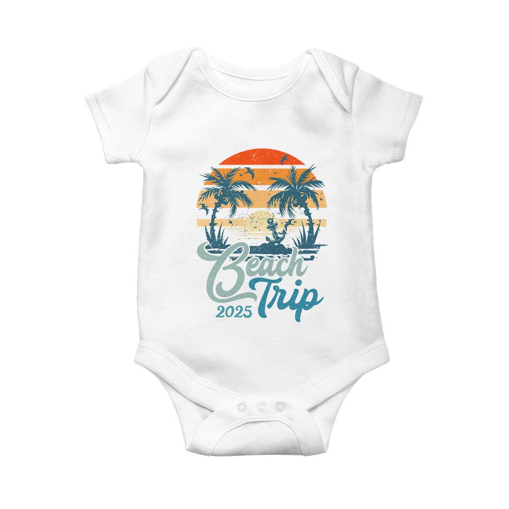 Beach Trip 2025 Baby Onesie Summer Vacation Vintage 70's Retro TS10