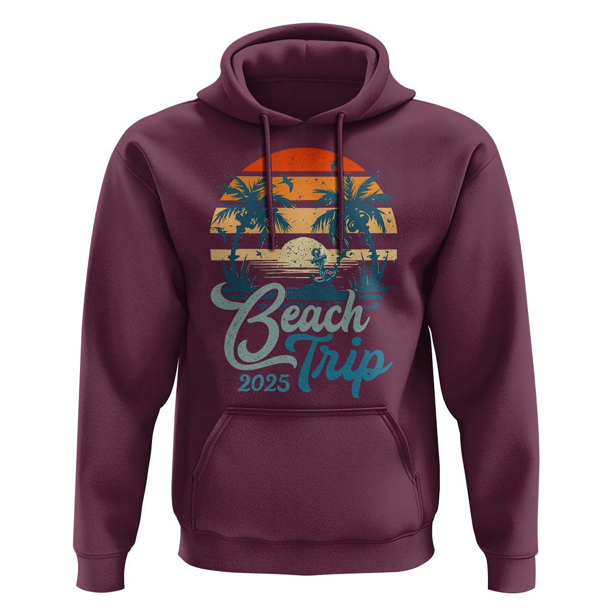 Beach Trip 2025 Hoodie Summer Vacation Vintage 70's Retro TS10