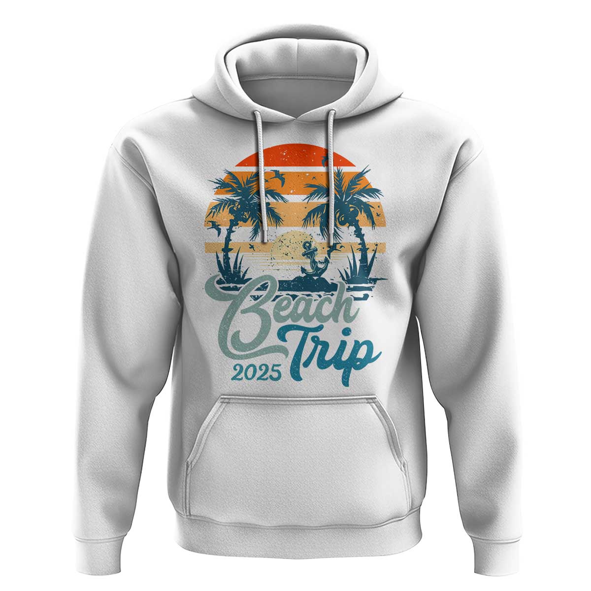 Beach Trip 2025 Hoodie Summer Vacation Vintage 70's Retro TS10