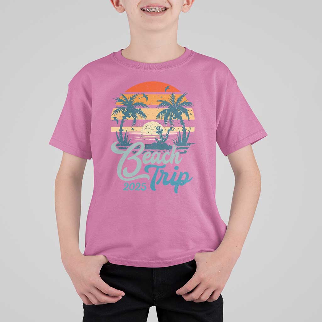 Beach Trip 2025 T Shirt For Kid Summer Vacation Vintage 70's Retro TS10