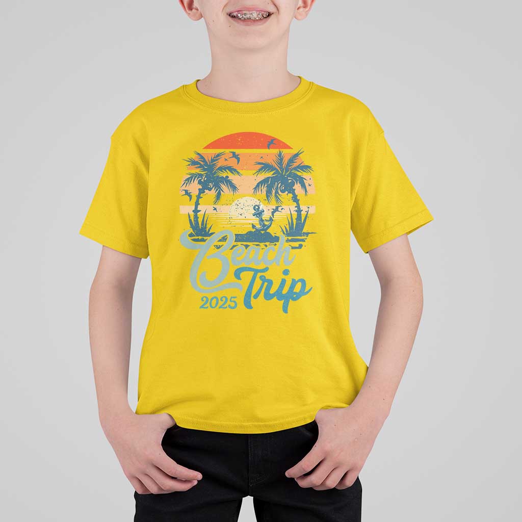 Beach Trip 2025 T Shirt For Kid Summer Vacation Vintage 70's Retro TS10