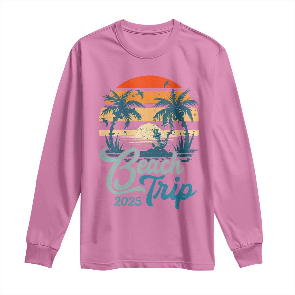 Beach Trip 2025 Long Sleeve Shirt Summer Vacation Vintage 70's Retro TS10