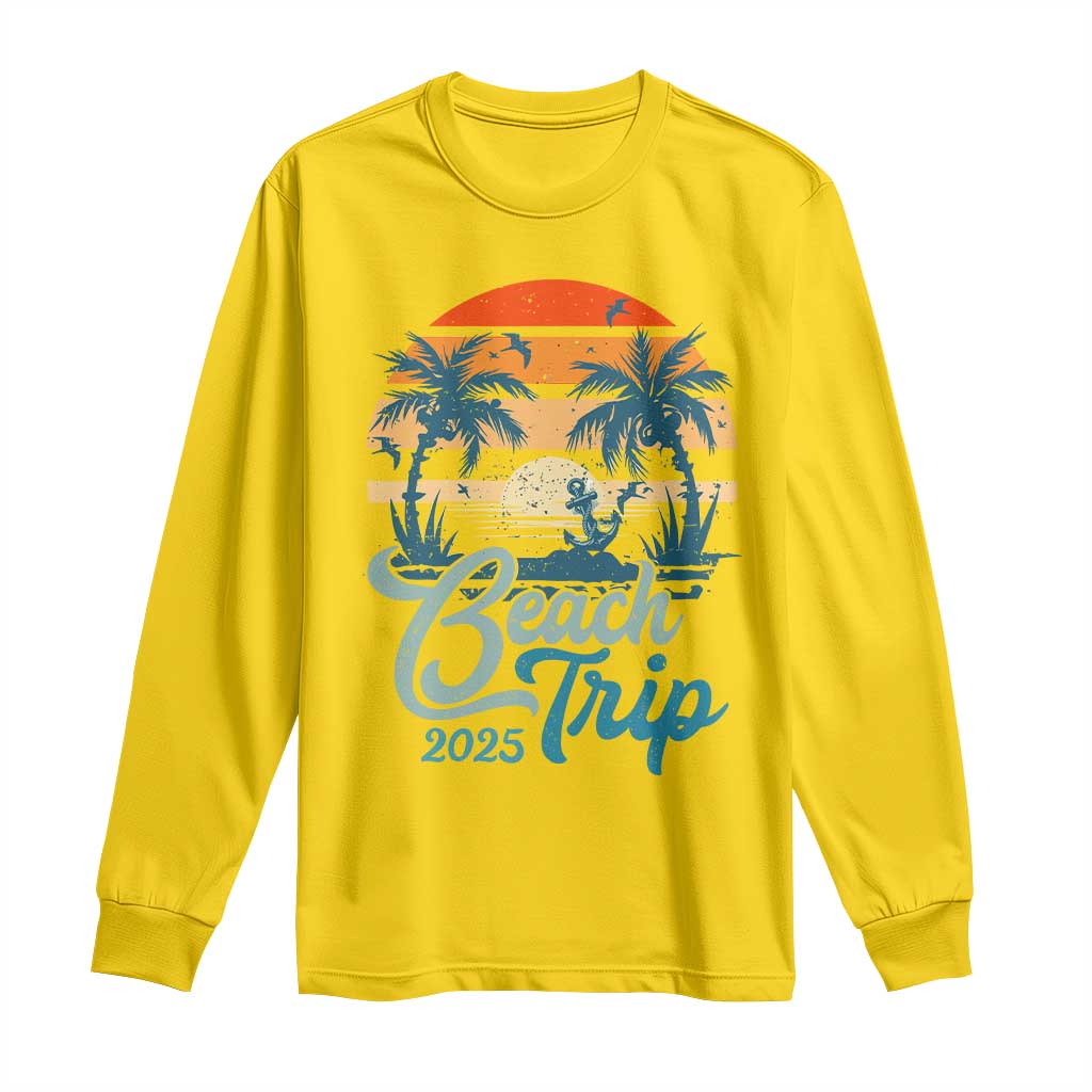 Beach Trip 2025 Long Sleeve Shirt Summer Vacation Vintage 70's Retro TS10