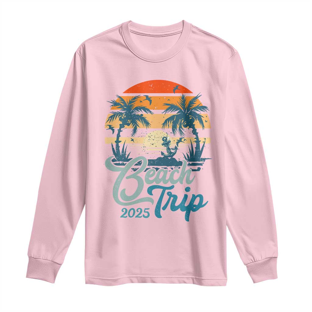 Beach Trip 2025 Long Sleeve Shirt Summer Vacation Vintage 70's Retro TS10