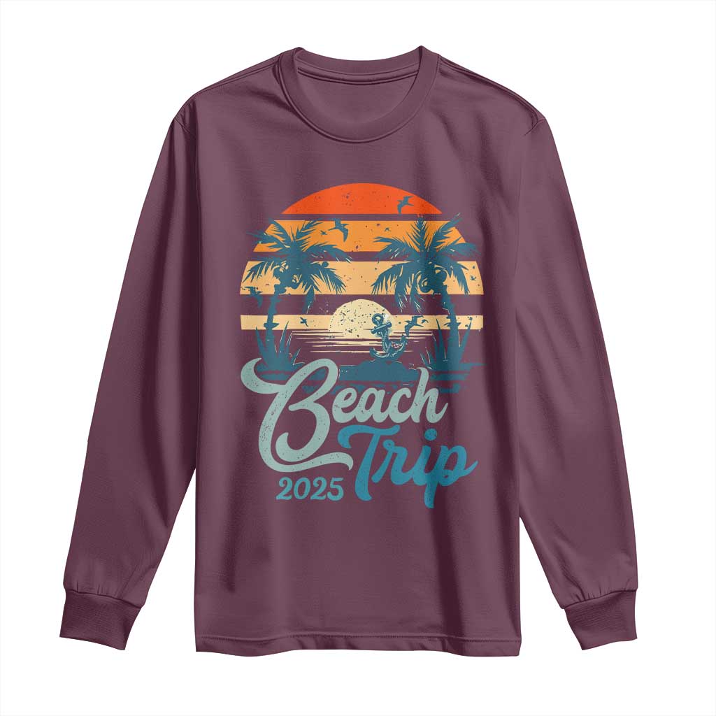 Beach Trip 2025 Long Sleeve Shirt Summer Vacation Vintage 70's Retro TS10