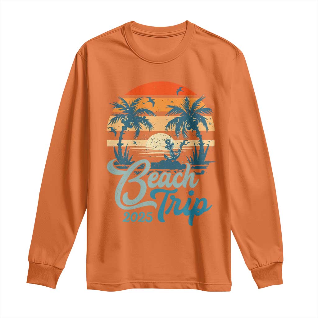 Beach Trip 2025 Long Sleeve Shirt Summer Vacation Vintage 70's Retro TS10