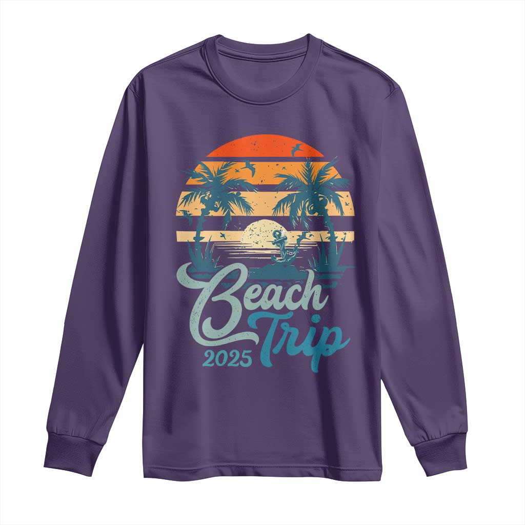 Beach Trip 2025 Long Sleeve Shirt Summer Vacation Vintage 70's Retro TS10