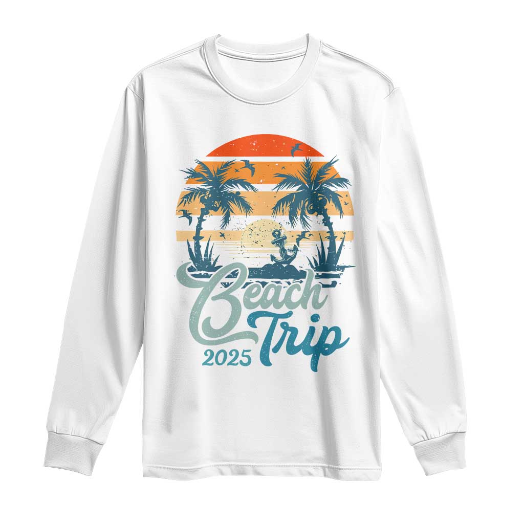 Beach Trip 2025 Long Sleeve Shirt Summer Vacation Vintage 70's Retro TS10