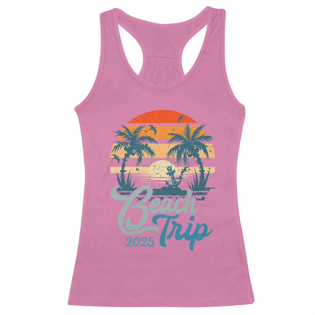 Beach Trip 2025 Racerback Tank Top Summer Vacation Vintage 70's Retro TS10