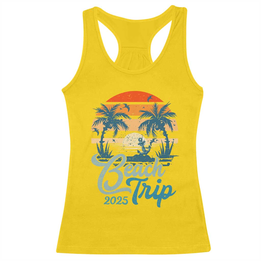 Beach Trip 2025 Racerback Tank Top Summer Vacation Vintage 70's Retro TS10