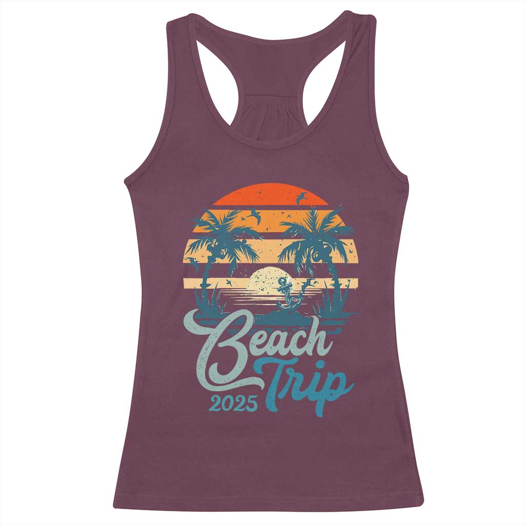 Beach Trip 2025 Racerback Tank Top Summer Vacation Vintage 70's Retro TS10