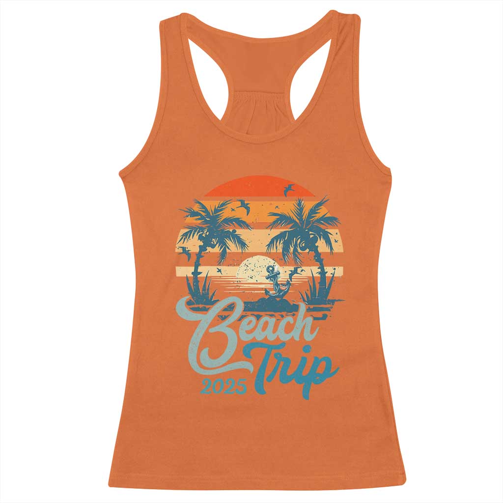Beach Trip 2025 Racerback Tank Top Summer Vacation Vintage 70's Retro TS10