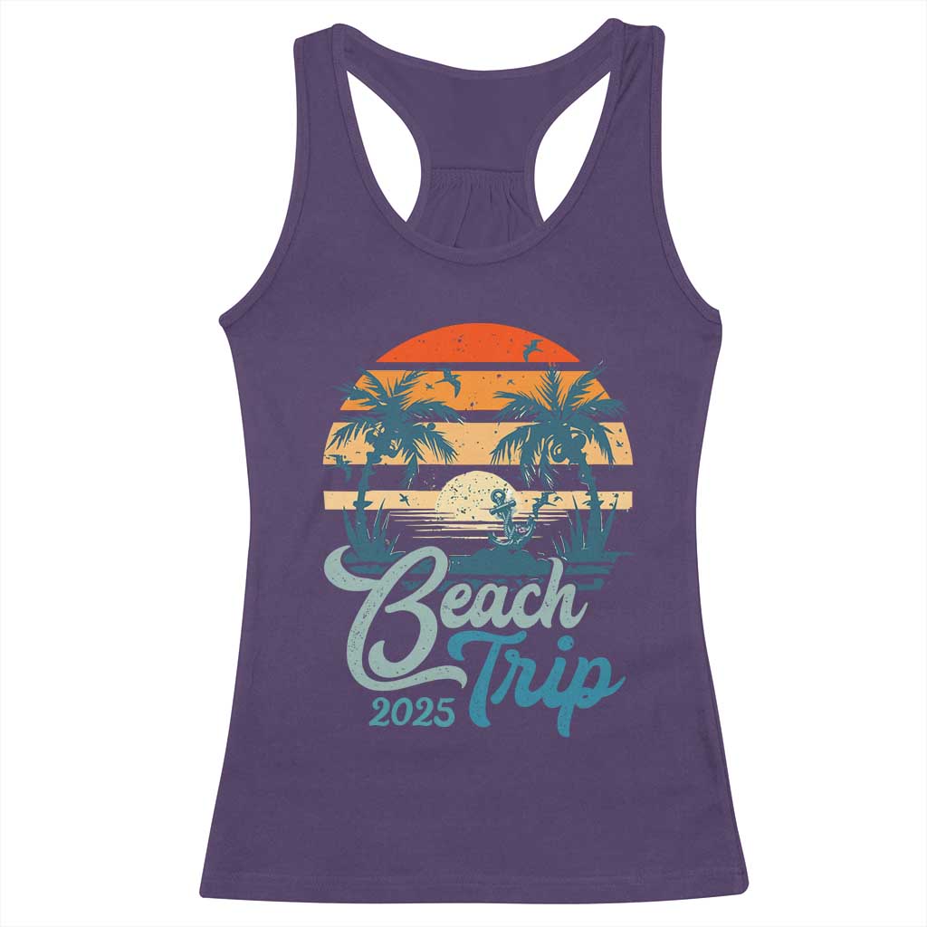 Beach Trip 2025 Racerback Tank Top Summer Vacation Vintage 70's Retro TS10