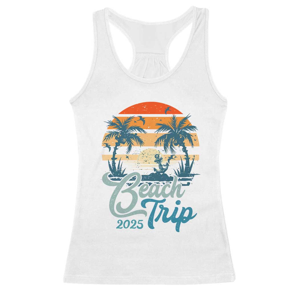 Beach Trip 2025 Racerback Tank Top Summer Vacation Vintage 70's Retro TS10