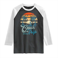 Beach Trip 2025 Raglan Shirt Summer Vacation Vintage 70's Retro - Wonder Print Shop