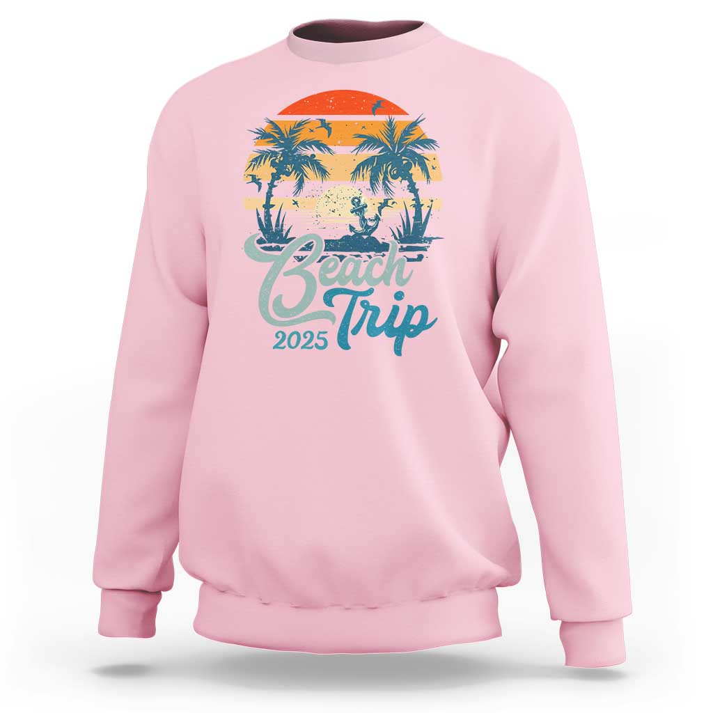 Beach Trip 2025 Sweatshirt Summer Vacation Vintage 70's Retro TS10