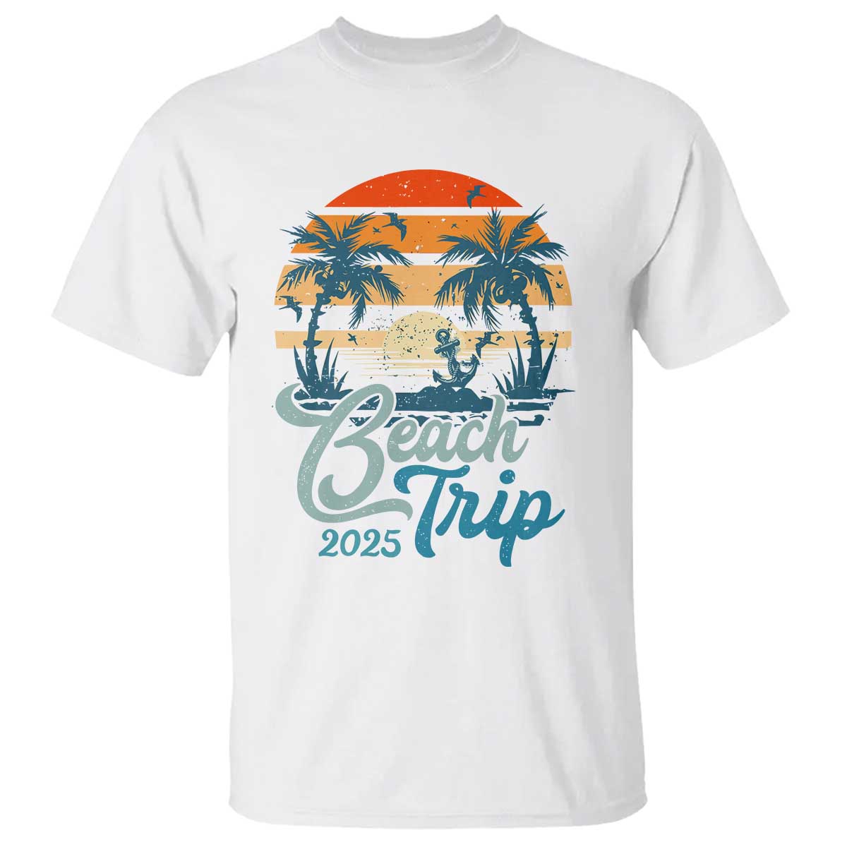 Beach Trip 2025 T Shirt Summer Vacation Vintage 70's Retro TS10