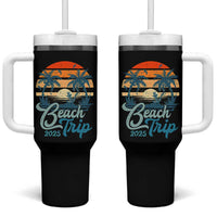 Beach Trip 2025 Tumbler With Handle Summer Vacation Vintage 70's Retro - Wonder Print Shop