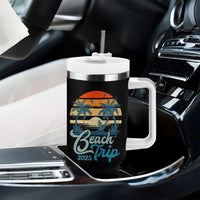 Beach Trip 2025 Tumbler With Handle Summer Vacation Vintage 70's Retro - Wonder Print Shop