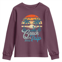 Beach Trip 2025 Youth Sweatshirt Summer Vacation Vintage 70's Retro TS10