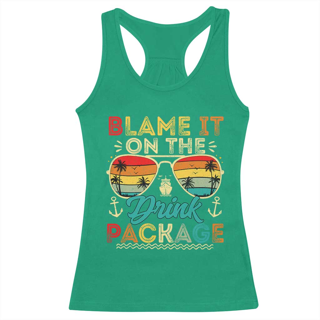 Funny Cruise Racerback Tank Top Blame it on The Cruise Package Cruising Matching - Wonder Print Shop