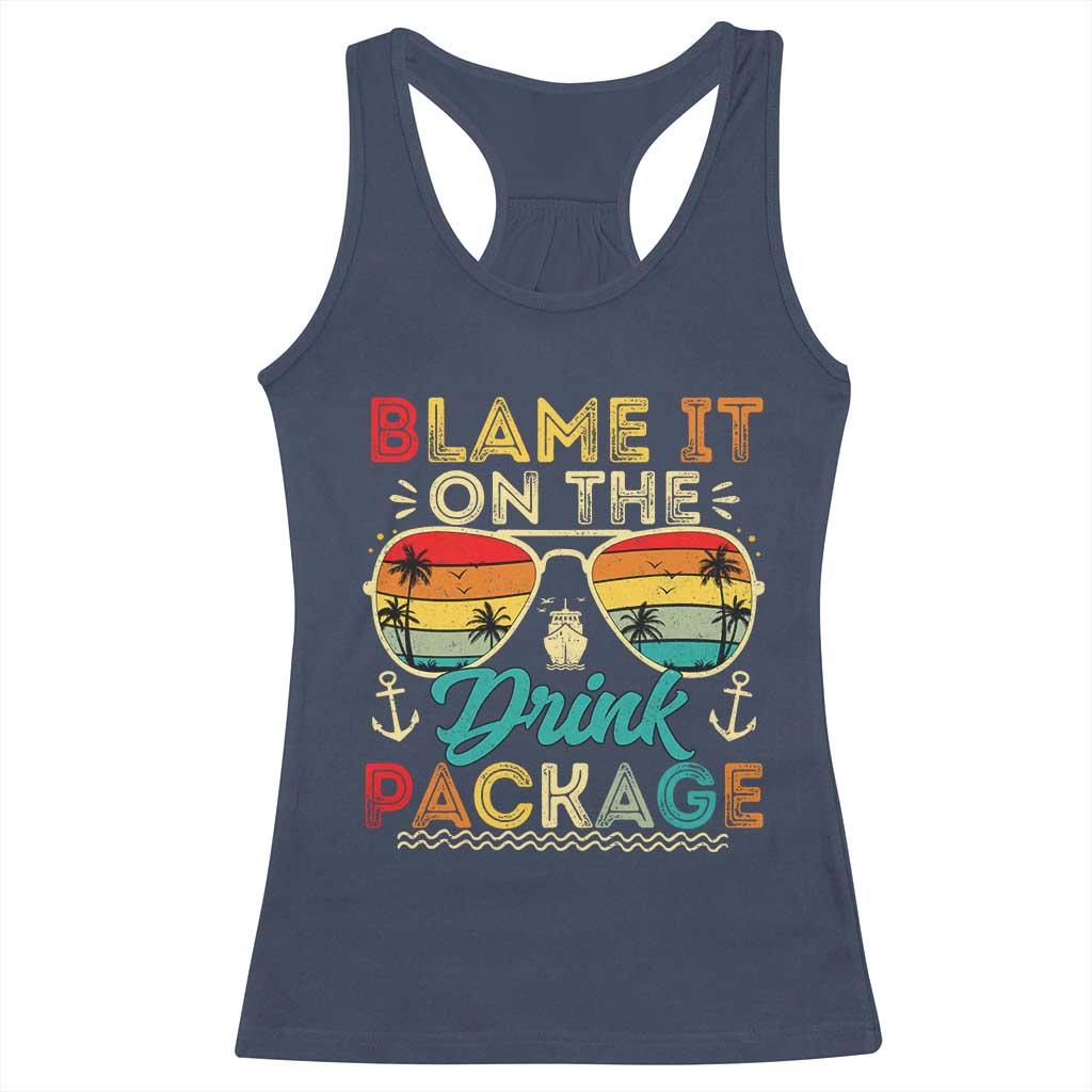 Funny Cruise Racerback Tank Top Blame it on The Cruise Package Cruising Matching - Wonder Print Shop